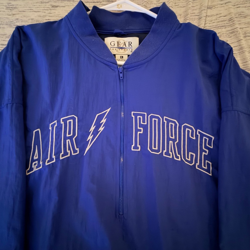 Vintage 90's Air Force Embroidered Mens XL Blue Quarter Zip Windbreaker Jacket